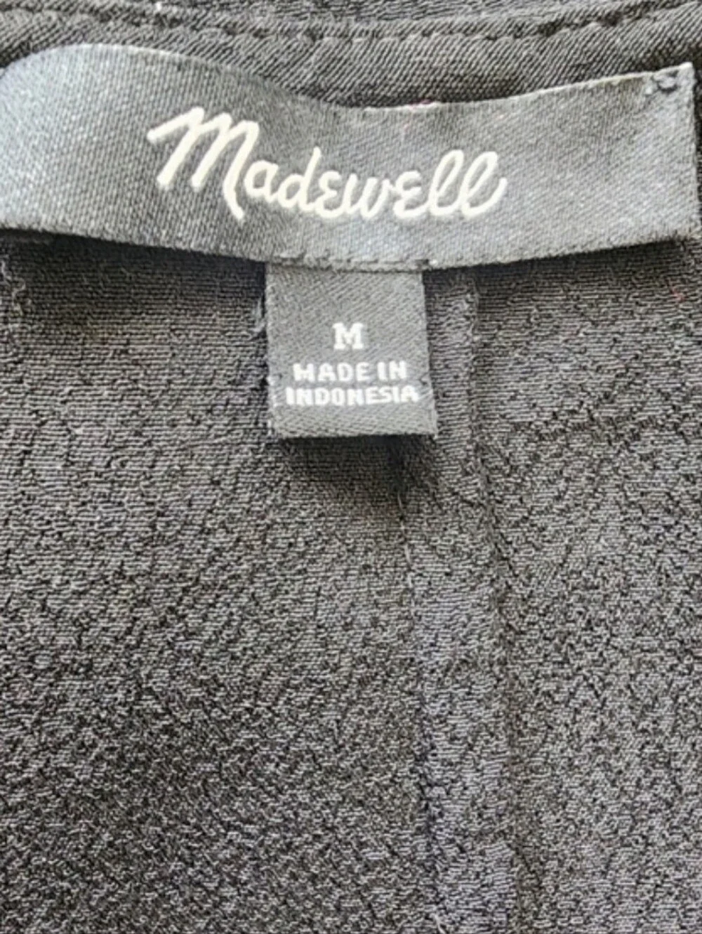 Madewell Heather Long Sleeve Button Front Dress Mens Black V-Neck Mini Size M - Picture 9 of 11